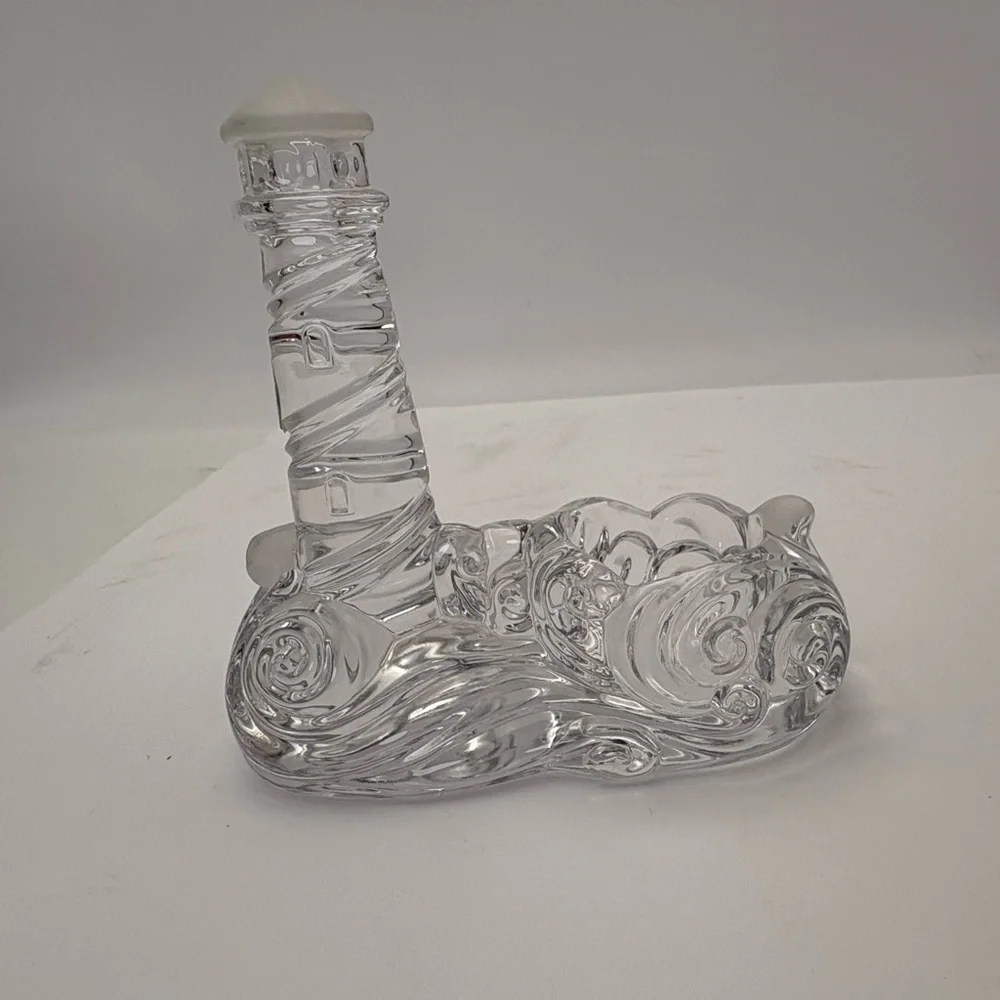 Elegant Lenox Crystal Lighthouse Sculpture With Votive Holder
